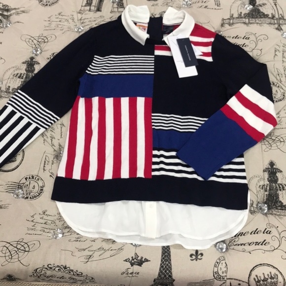 Tommy Hilfiger Stripe Twofer Sweater - Picture 2 of 7